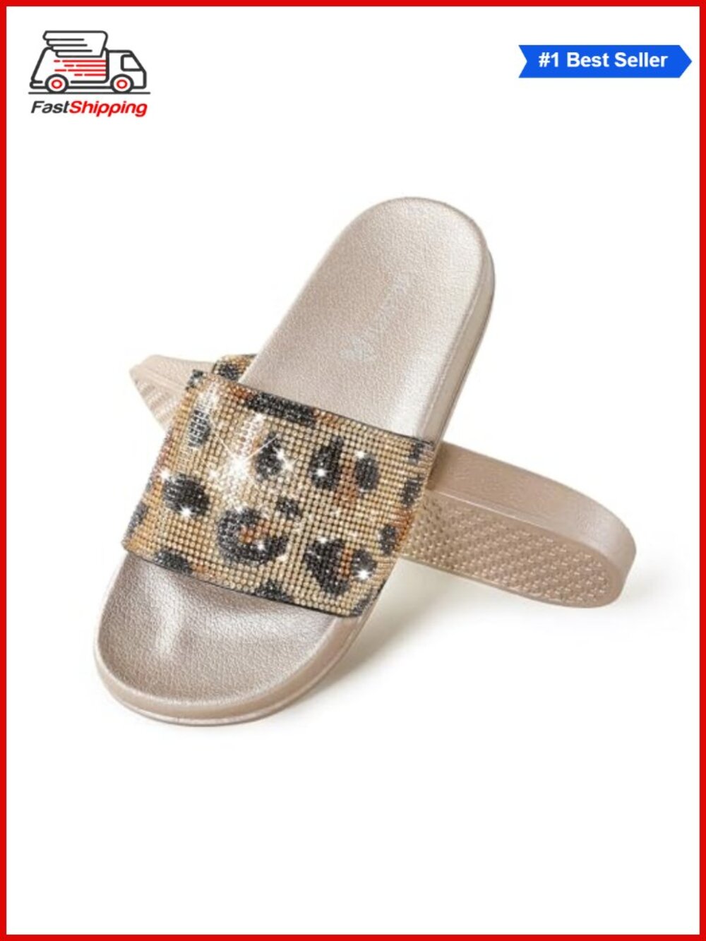 Rhinestone Glitter Slide Sandals Open Toe Platform Slip On Slippers